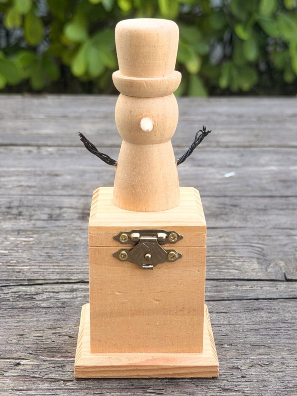 Unfinished Natural Wood Christmas Snowman Gift Trinket Hinged Box Ready to Paint